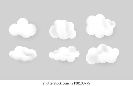 illustration graphic 3d render design clouds set isolated on background. Trendy and modern vector in 3d style.