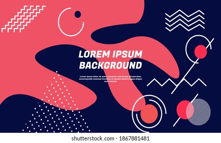 Illustration of graphic Abstract composition with dynamic waves and geometric shapes. Modern template for advertising