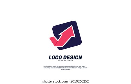 Illustration of graphic abstract creative arrow rectangle logo for company bussiness  color logo design