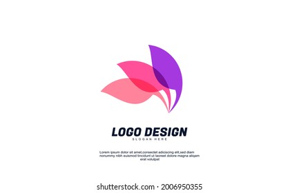 Illustration of graphic abstract creative company transparent multicolor gradient design logo