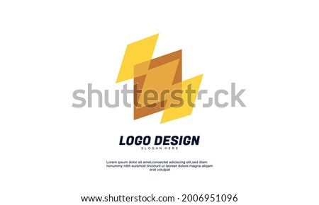 Illustration of graphic abstract creative company colorful logo design modern minimal style vector emblem with flat design