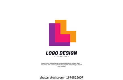 Illustration of graphic abstract creative curved shapes financial logistic company logo flat design