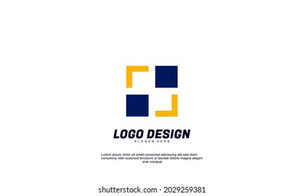 Illustration of graphic abstract creative example idea branding logo for corporate finance company and building colorful design vector