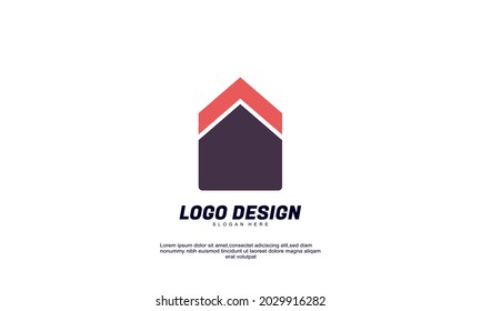 Illustration of graphic abstract creative ide for logo company or building and business colorful flat design