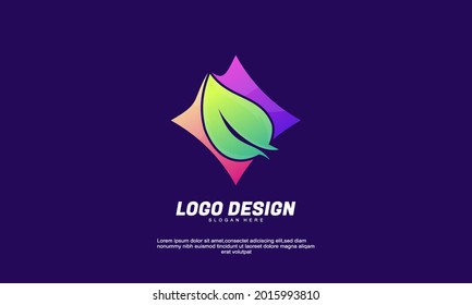 Illustration of graphic abstract creative leaf logo for company or business gradient color