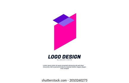 Illustration of graphic abstract creative logo for company or bulding bussiness brand identity transparent color flat design