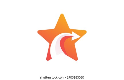 Illustration of graphic abstract gradient star arrow logo design template