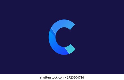 Illustration of graphic abstract initial C gradient color logo design template material design flat