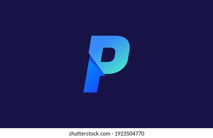 Illustration of graphic abstract initial P gradient color logo design template material design flat