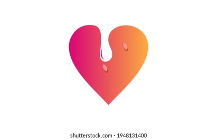 Illustration of graphic abstract love orange pixel logo template design vector