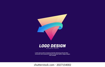 Illustration of graphic abstract shape triangle and arrow logo modern for company collections gradient color design