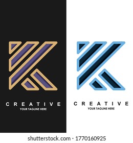 Illustration of graphic awesome letter logo initial k or r colorful design template