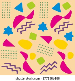 Illustration of graphic background on colored shape pattern.