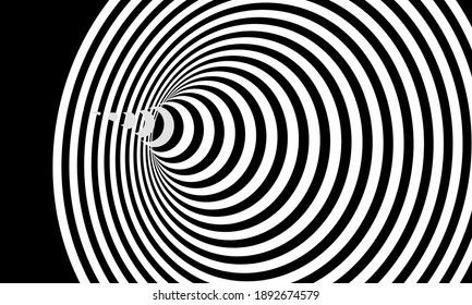 Illustration of graphic Black and white background with optical illusion. Pattern can be used as a template for brochure, annual report, magazine, poster, presentation, flyer and banner