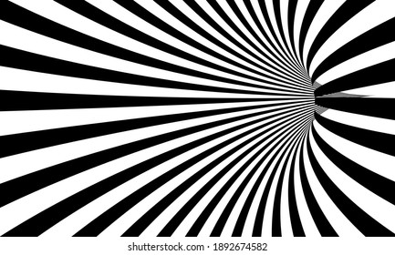 Illustration of graphic Black and white background with optical illusion. Pattern can be used as a template for brochure, annual report, magazine, poster, presentation, flyer and banner