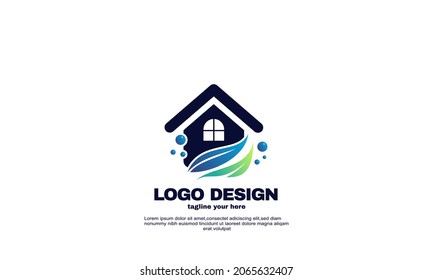 Illustration of graphic Clean House logo designs vector with Nature leaf, Cleaning Service logo design template