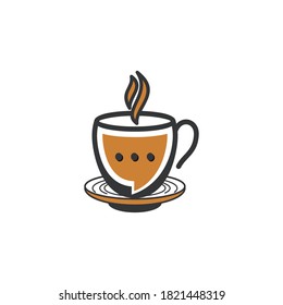 Illustration of graphic coffee chat shop logo design template retro