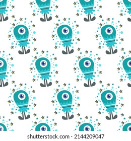 Illustration graphic cute monster cartoon character seamless pattern