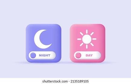 illustration graphic Day and night mode switch icon 3d realistic . Interface ui symbol concept. 3d vector illustration