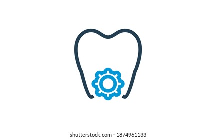 Illustration of graphic dental implant logo teeth gears tooth vector