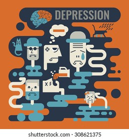 Illustration of graphic design depression concept background