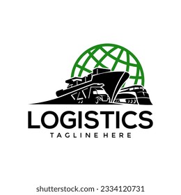 Ilustración diseño gráfico del concepto de transporte logístico expreso modelo de diseño del logotipo del vehículo Camión vectorial, logotipo de carga, camiones de carga transportadora, logotipo logístico