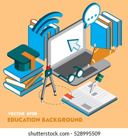 illustration of graphic education set concept in isometric 3d graphic