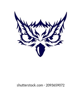 Ilustración gráfica del estilo de diseño de lechuza facial tribal