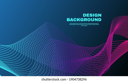 Illustration of graphic Geometric abstract background with connected lines and dots. Wave flow. Molecule and communication background. 