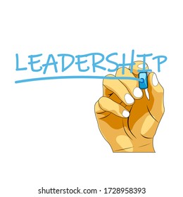 Illustration Graphic of hand and highlighting marker paint in cartoon with leadership letters, perfect for presentation and campaigns