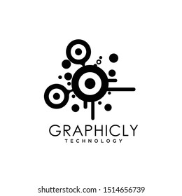 Illustration of a graphic with line and circle elements logo template