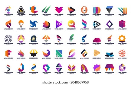 Illustration of graphic Logo set best collection, abstract geometric company corporate business icon set