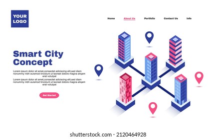 illustration graphic Modern flat design isometric concept of Smart City for website and mobile website. Landing page template design . Easy to edit and customize
