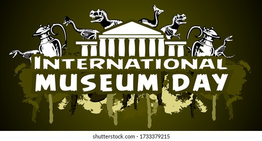 Illustration graphic of modern greeting card and horizontal poster international museum day festival
