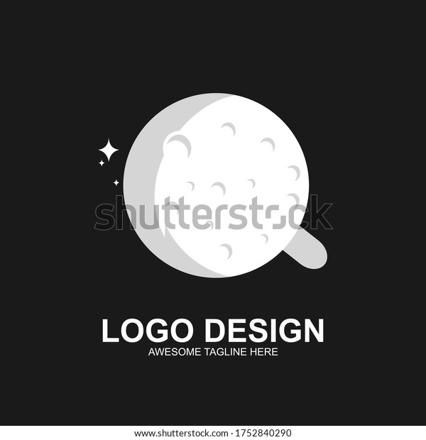 Illustration\
of graphic moon search logo design\
template