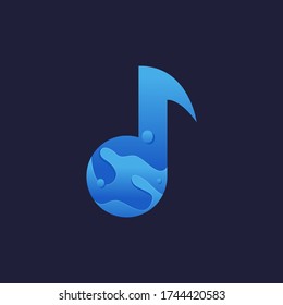 Illustration of graphic of  music notes sign icon musical symbol water drop