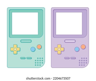 It is an illustration graphic of an old game console with a cute and colorful retro concept.