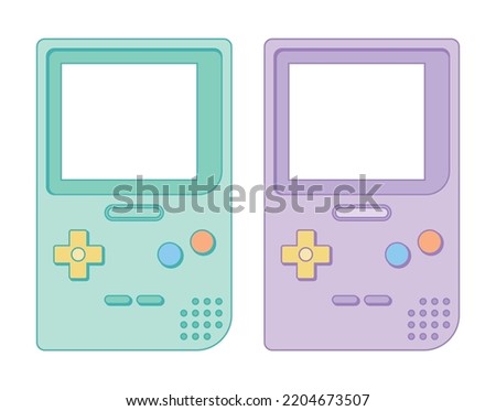 It is an illustration graphic of an old game console with a cute and colorful retro concept.
