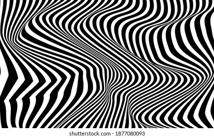 Illustration of graphic optical art abstract background wave design black and white