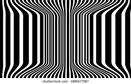 Illustration of graphic optical art abstract background wave design black and white