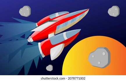 Illustration Graphic Of Plane Space Going To Mission Good For Wallpaper, Decoration, UFO Enthusias, Design For Children Tshirt