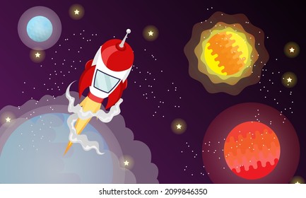 Ilustración Gráfica Del Cohete Continúa Galaxia Buena Para Decorar La Habitación De Tu Hija, Papel De Fondo, Afiche