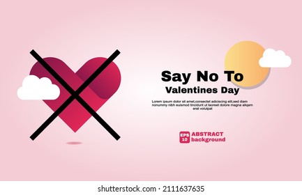 Illustration Graphic Say No To Valentine Day Wallpaper. No Valentine Day Design Cover With Ban On Heart Shape. Say No To Valentine Day Cover In Light Pink Color Background