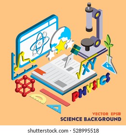 illustration of graphic science set concept in isometric 3d graphic