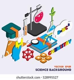 illustration of graphic science set concept in isometric 3d graphic