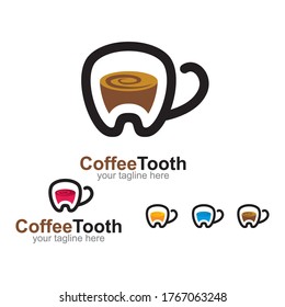 Illustration of graphic set coffee tooth design template