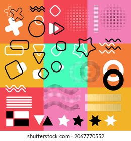 Plantilla gráfica de ilustración de elementos de diseño de Memphis perfectos para tu plantilla de medios sociales 