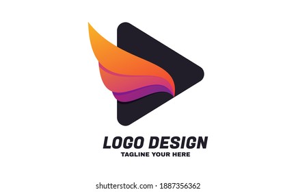 Illustration Graphic Triangle Logo Wings Black Stock Vector (Royalty ...