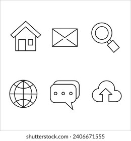 Illustration grafische Vektorgrafik von 6 Symbol setzt Home-Message-Suche Chat und Cloud einfach. Perfekt für Business-Startseite, Landing-Page und etc.