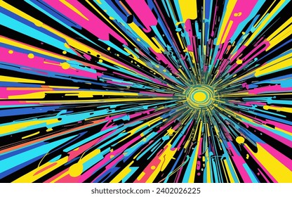 illustration graphic vector of abstract background of colorful shooting stars, outer space shooting stars